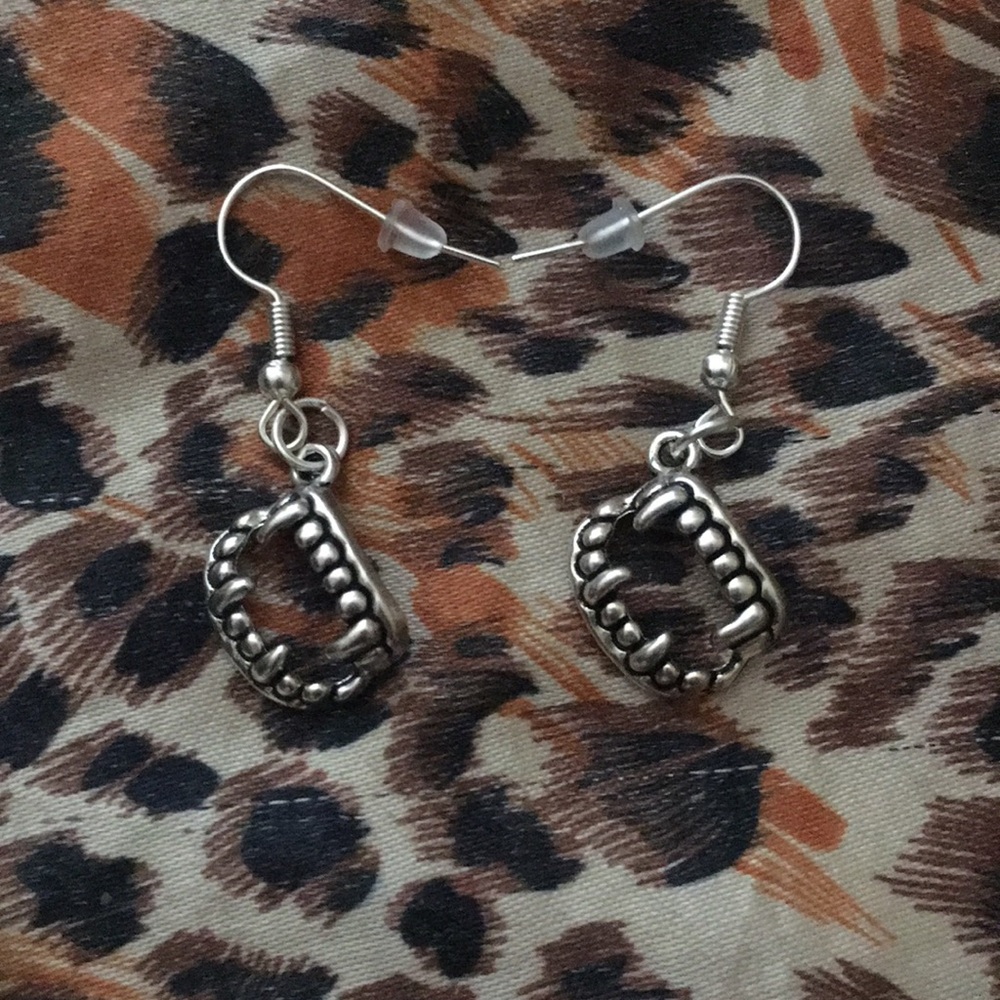 Handmade Silver Vampire Fang Earrings